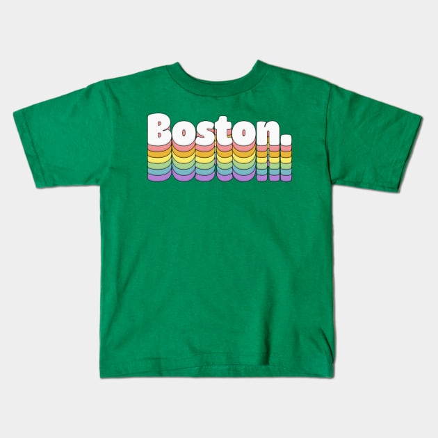 Boston // Retro Typography Design Kids T-Shirt by DankFutura